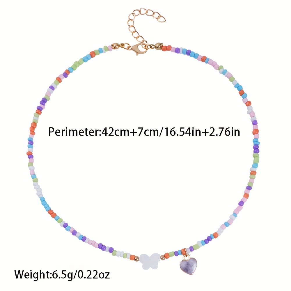 3pcs Qpeach Butterfly & Heart Pendant Box Chain Set